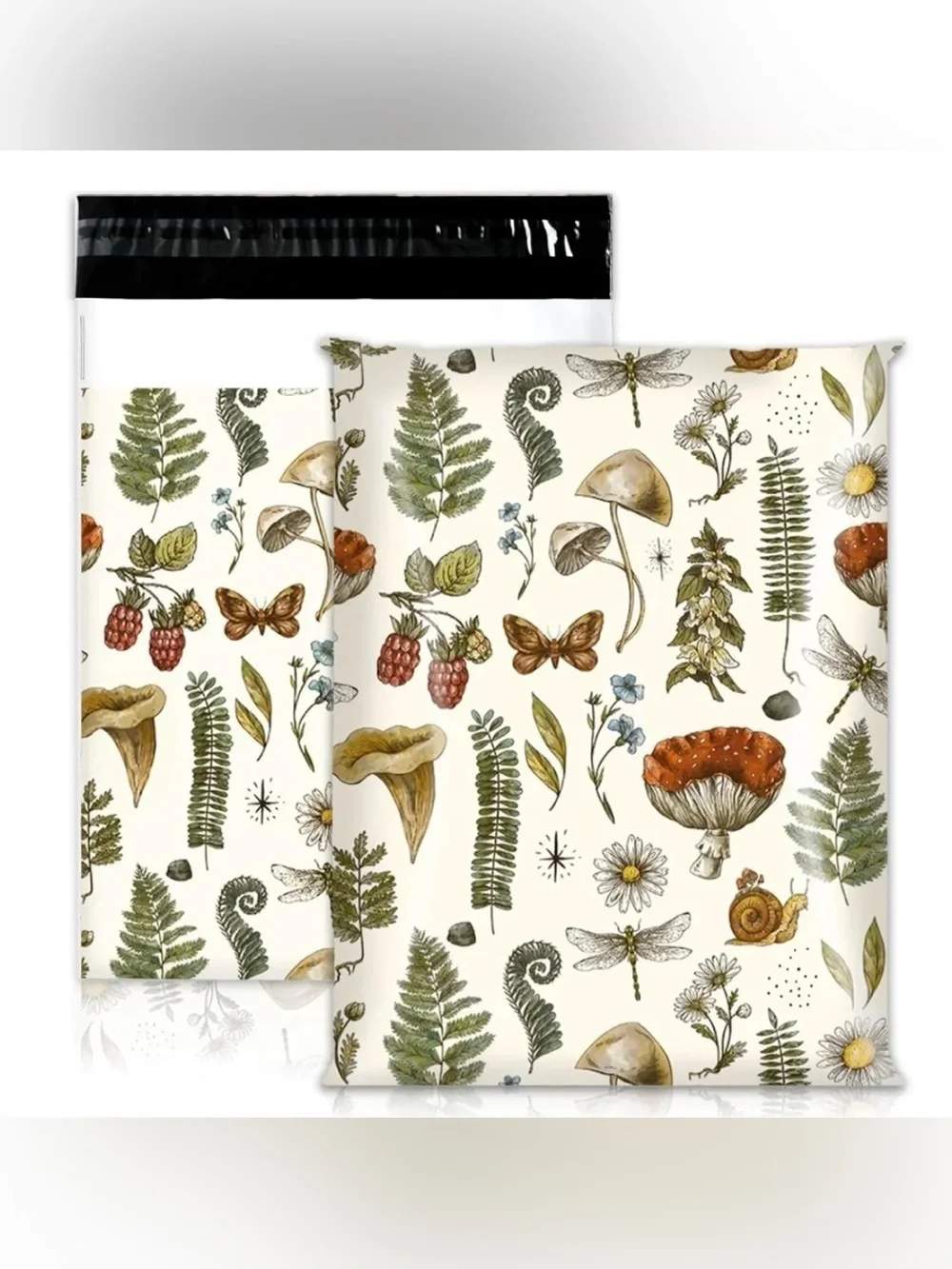 20  10” x 13” Fiddle Fern Mushroom Poly Mailers